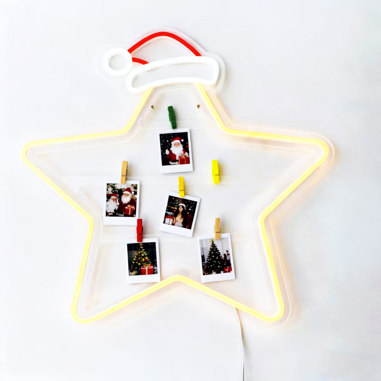Star with Santa Hat Neon Frame