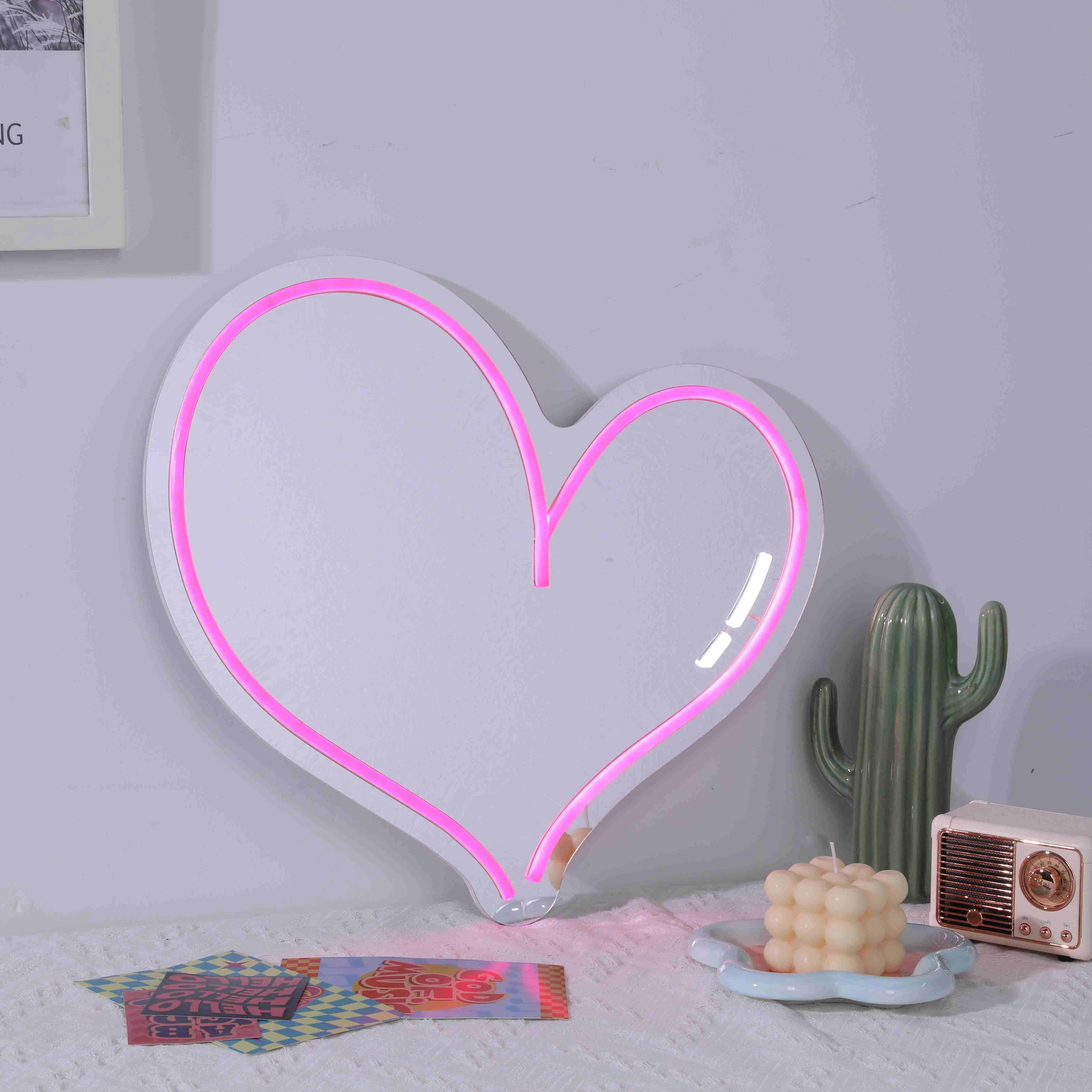 Heart Balloon Neon Mirror
