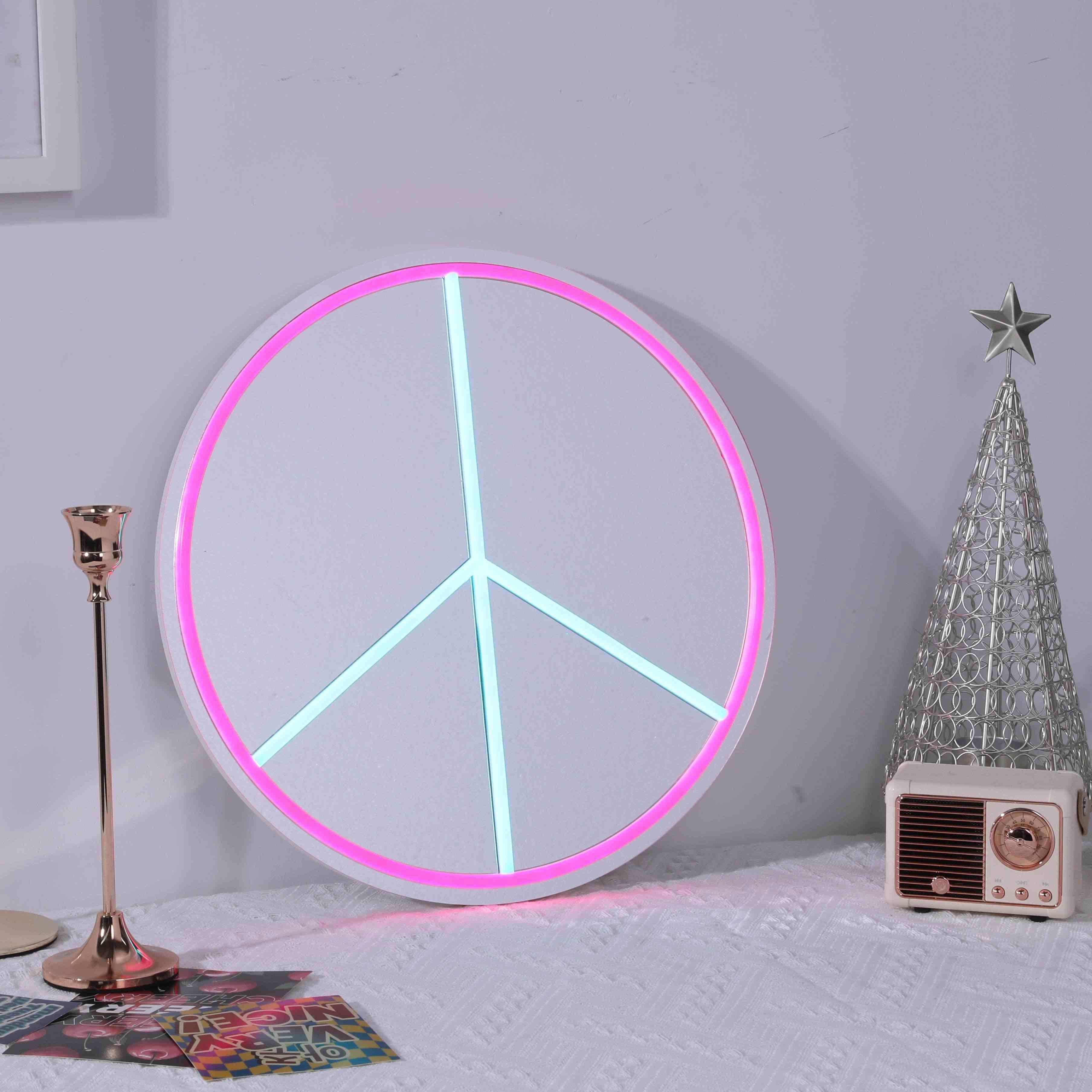 Peace Sign Neon Mirror