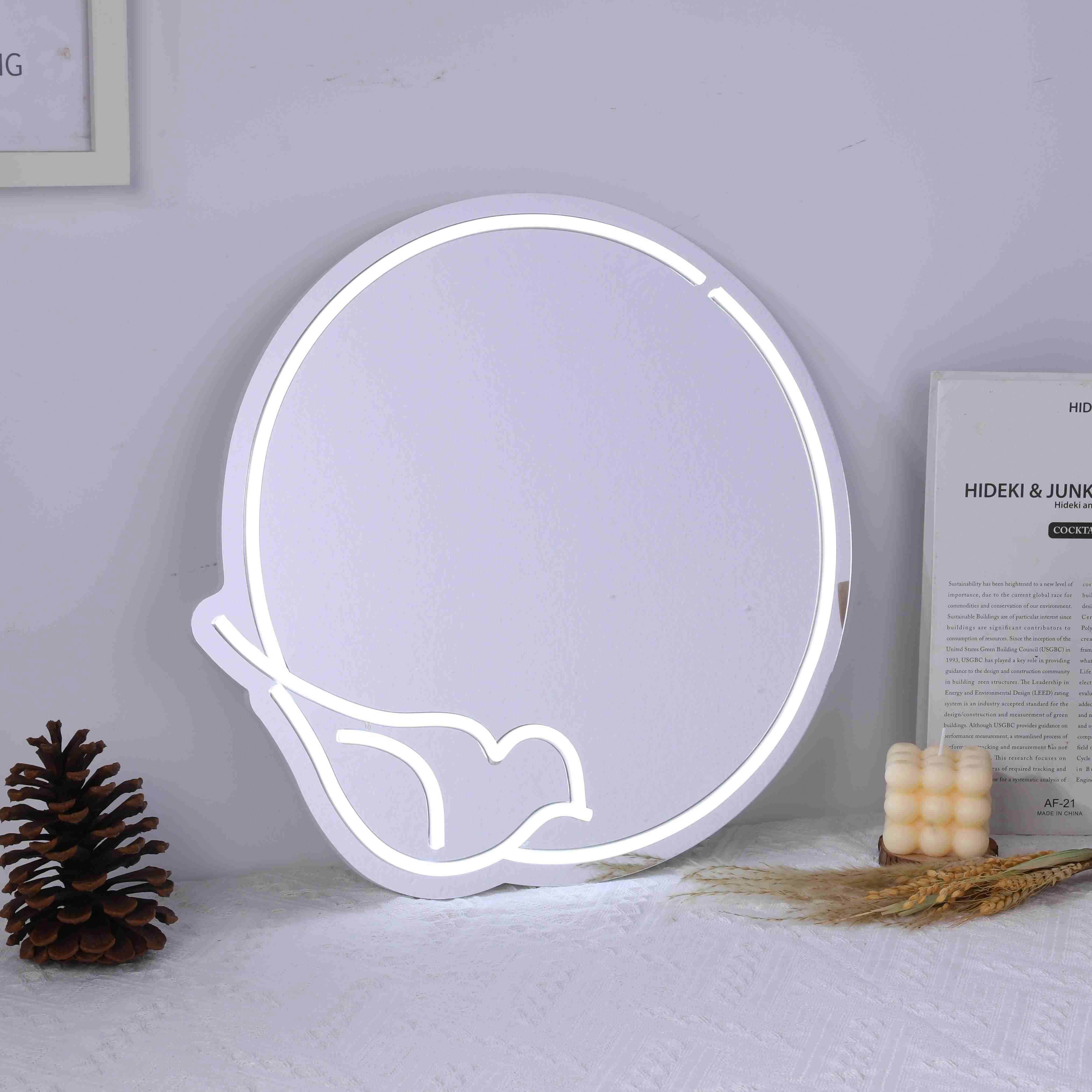 Bird Under Moon Neon Mirror