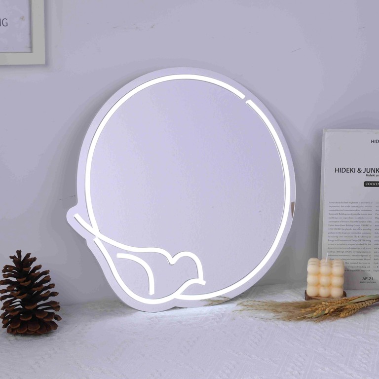 Bird Under Moon Neon Mirror