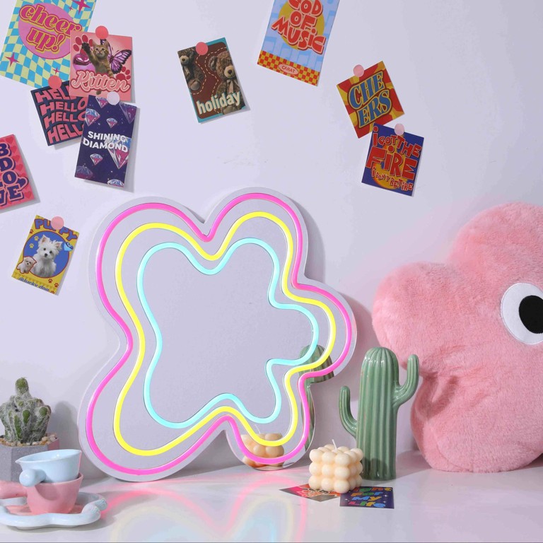 Curved Flower Neon Mirror