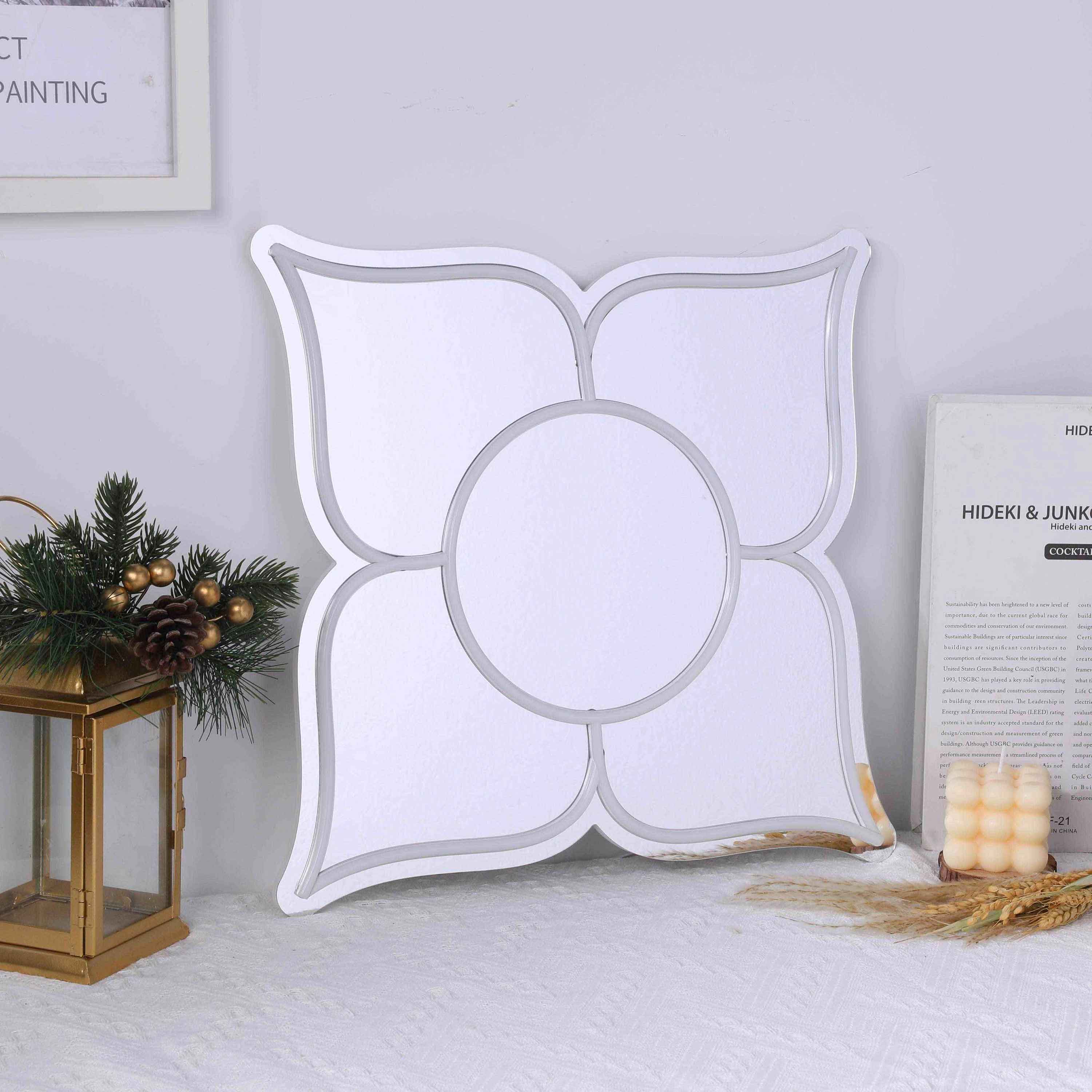 Square Flower Neon Mirror