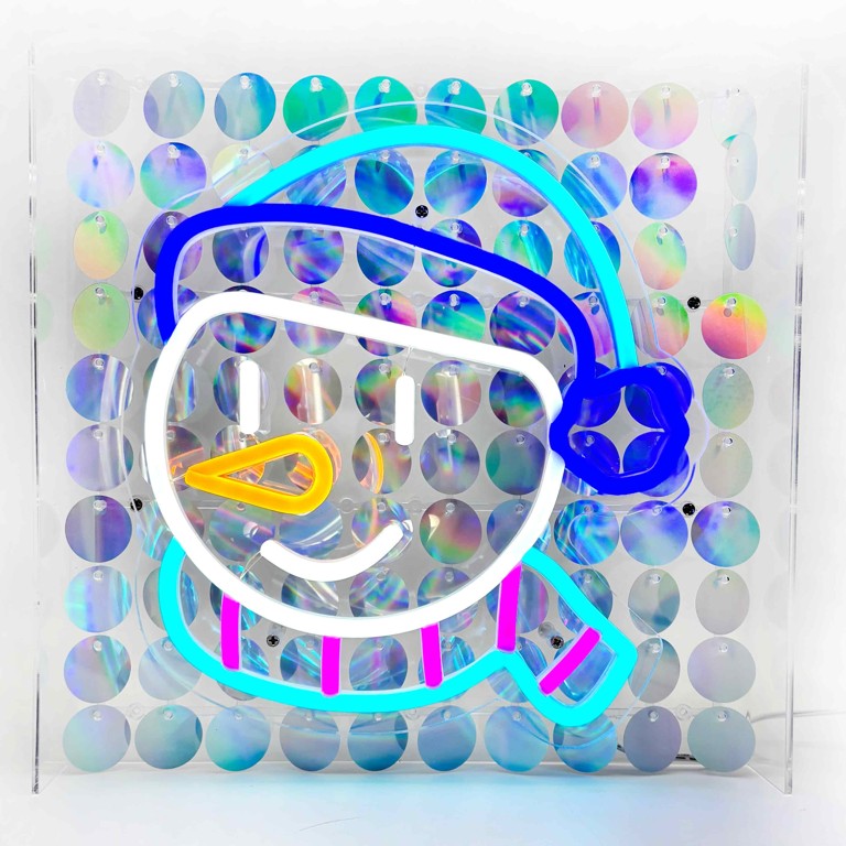 Snowman Sequin Neon Box