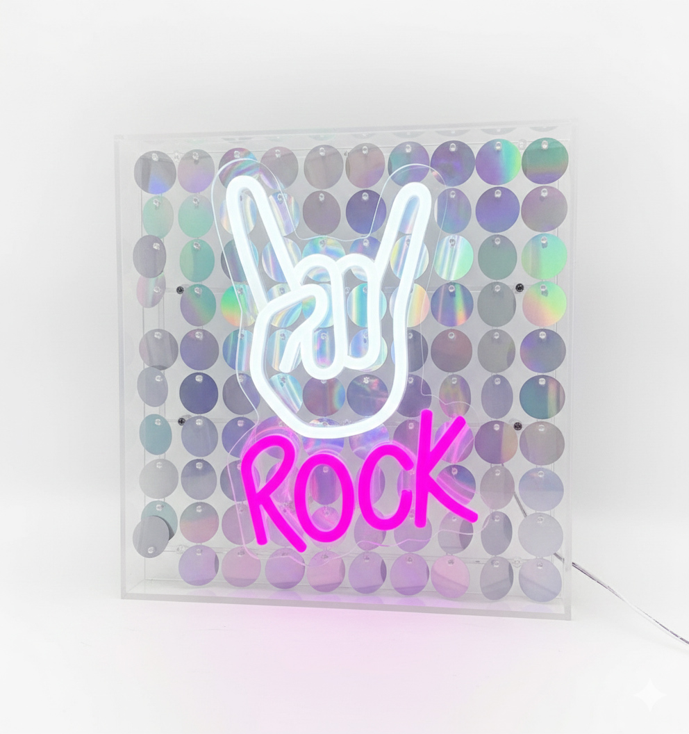 Rock Sequin Neon Box
