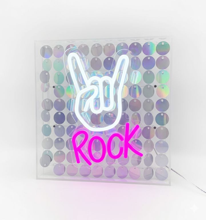 Rock Sequin Neon Box